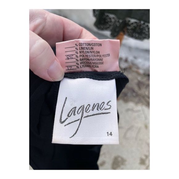90s Lagenes Black Bodycon Wiggle Dress Sz 14 Crisscross Sleeveless Party Bandage - Picture 12 of 12